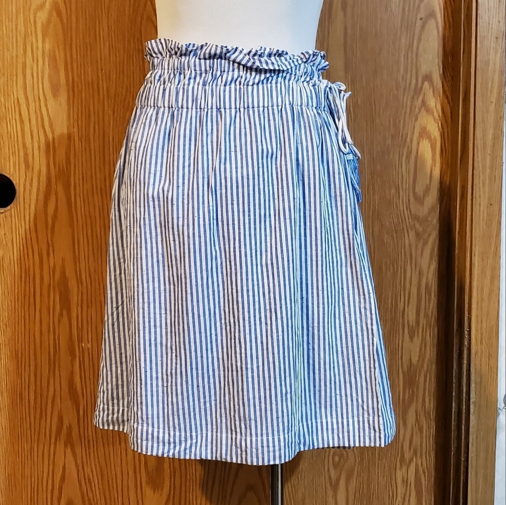 Club monaco Radura faux wrap striped mini skirt blue/white stripe size S - Picture 3 of 12